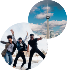Scope Academics - CN Tower and Students Jumping Collage